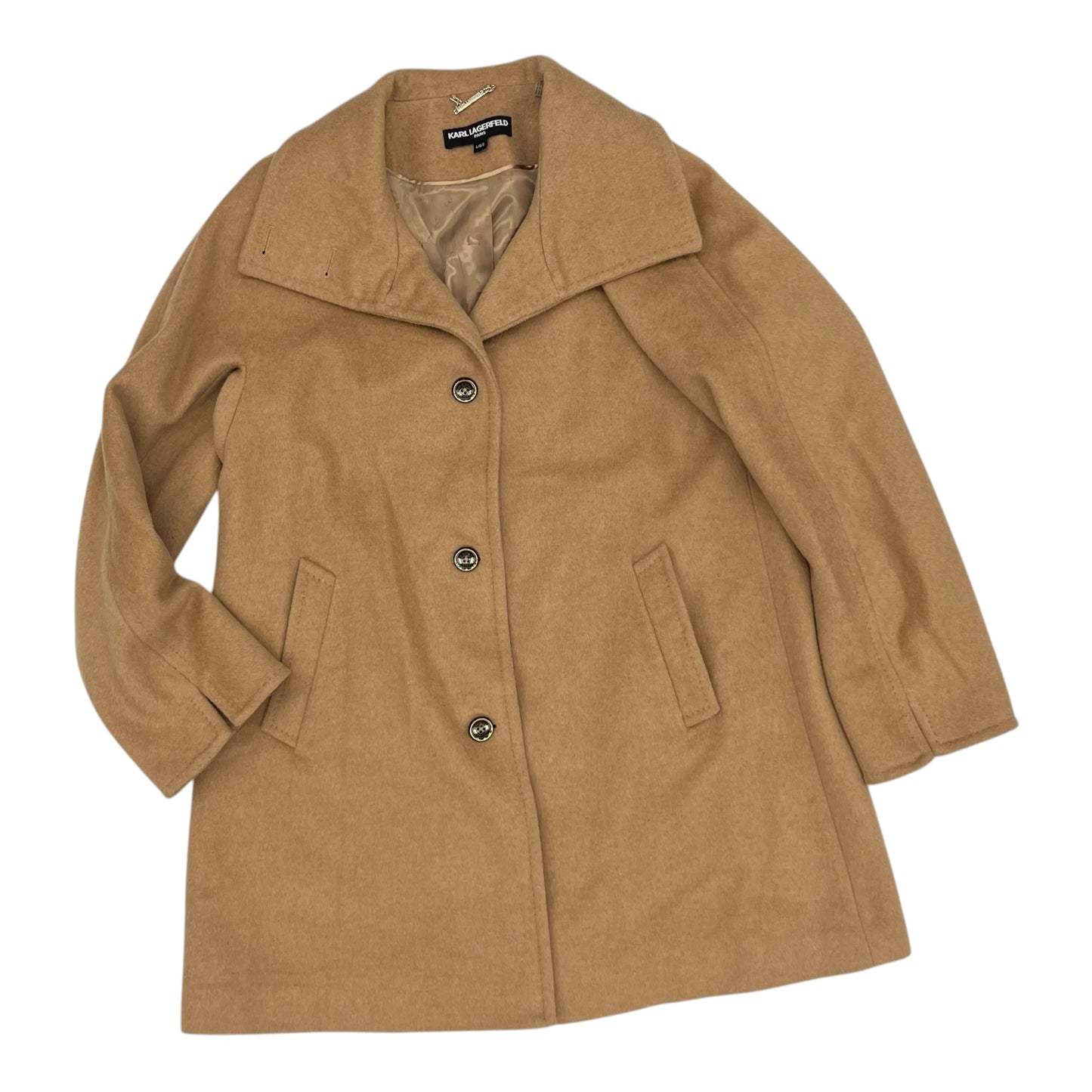 Coat Designer By Karl Lagerfeld In Brown, Size:L
