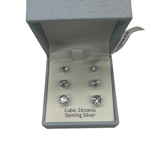 Earrings Stud By Clothes Mentor In Silver, Size:03 Piece Set