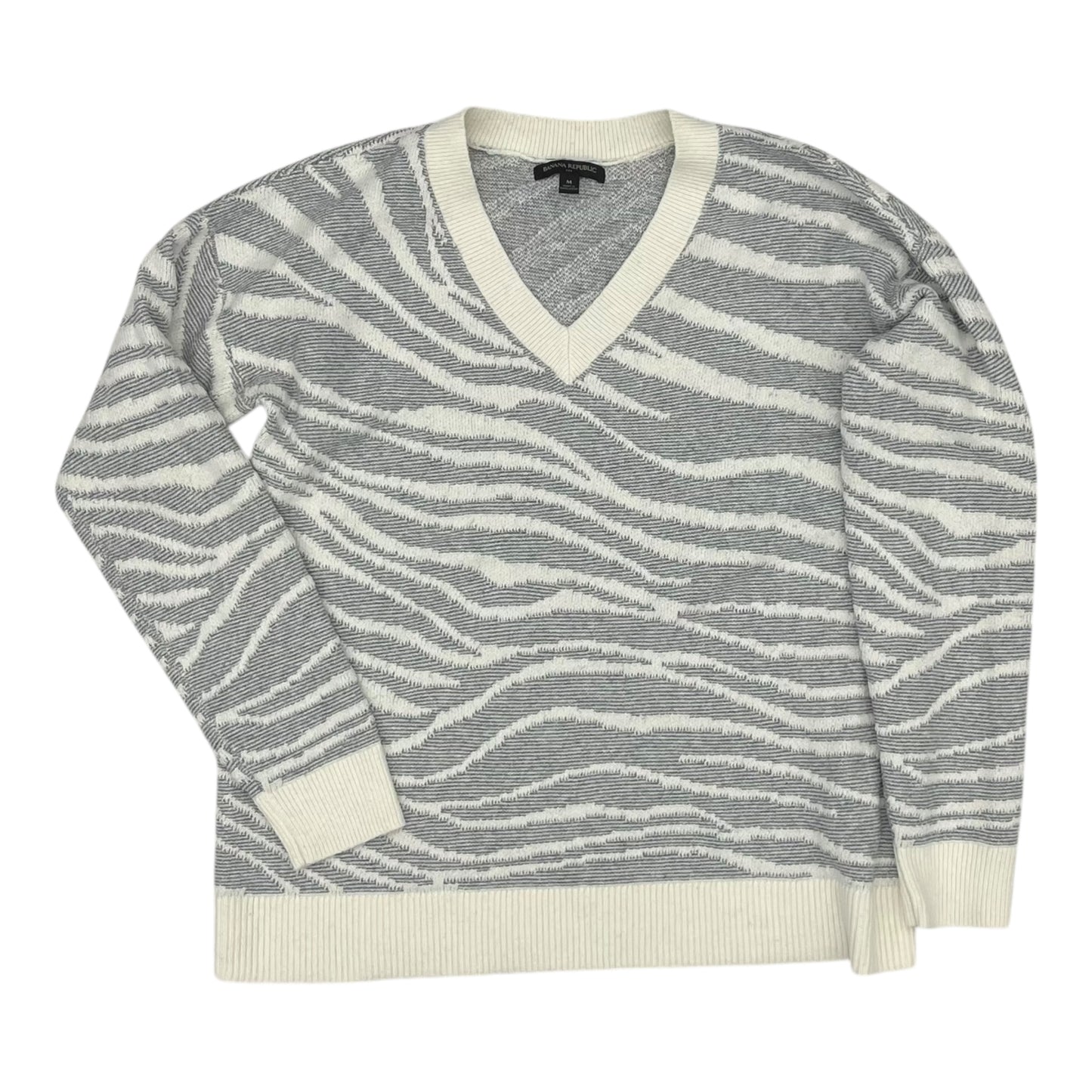 Sweater By Banana Republic In Grey & White, Size:M