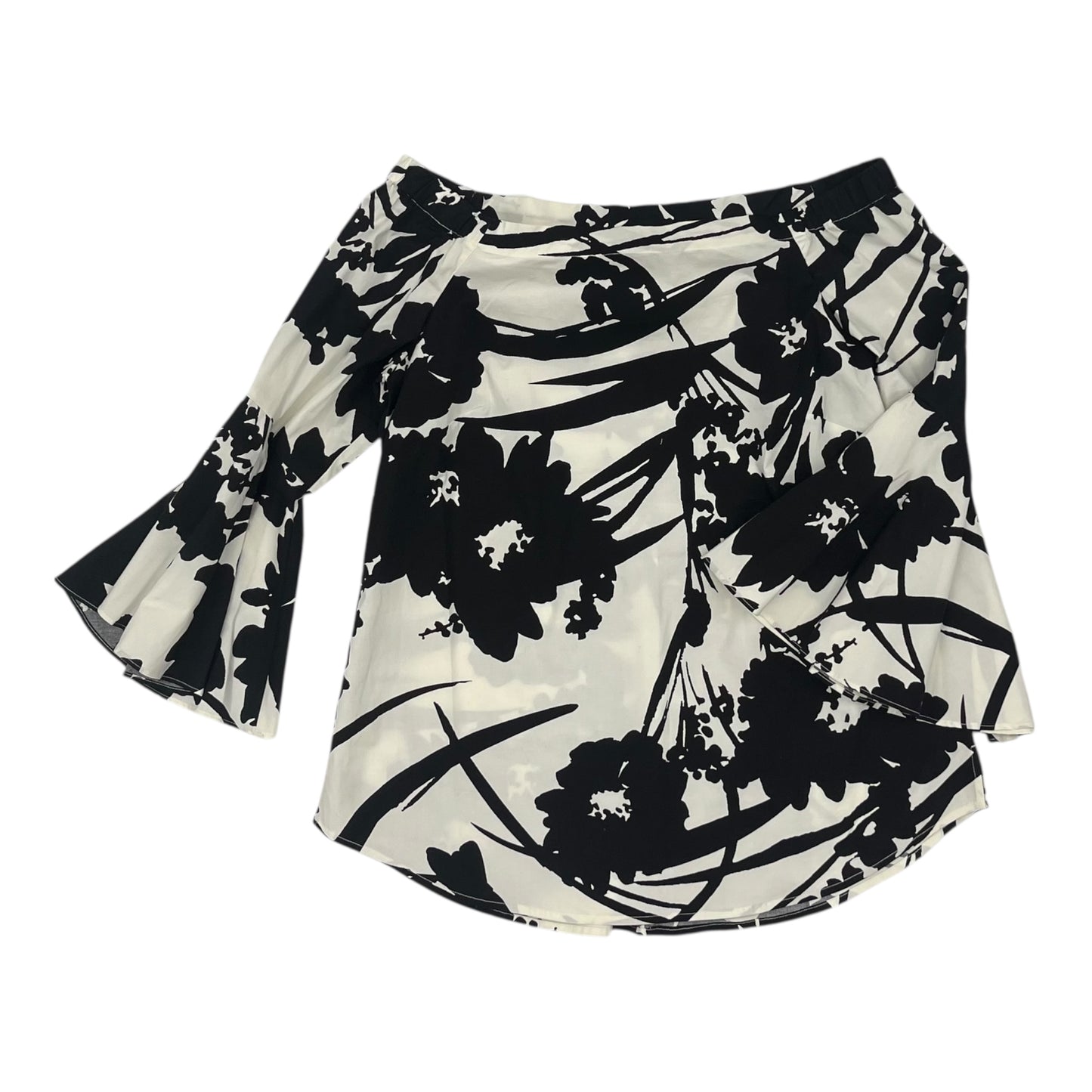 Top 3/4 Sleeve By White House Black Market In Black & Cream, Size:S