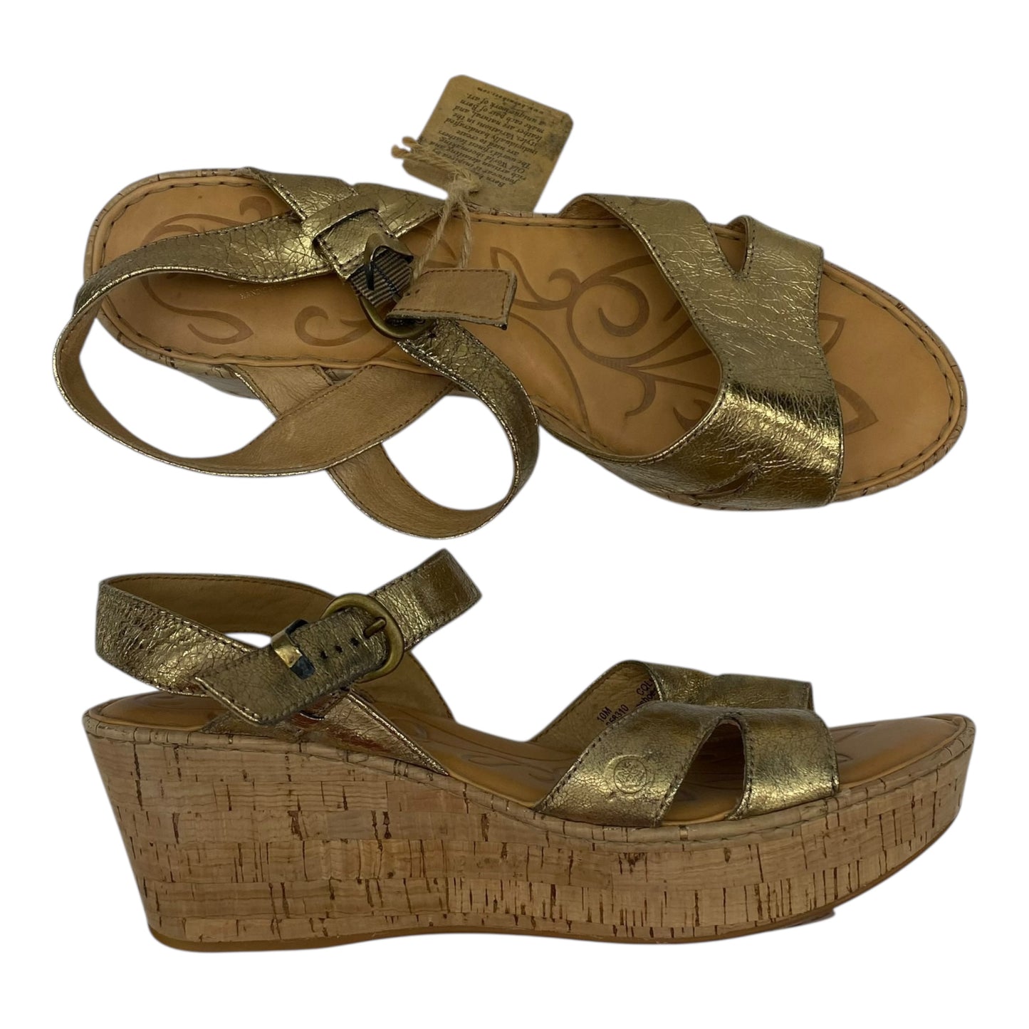 Sandals Heels Wedge By Born In Gold, Size:10
