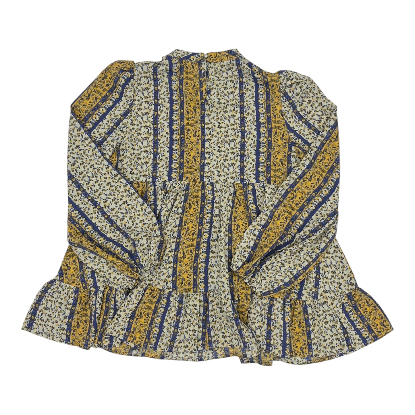 Blouse Ls By Clothes Mentor In Blue & Yellow, Size:M