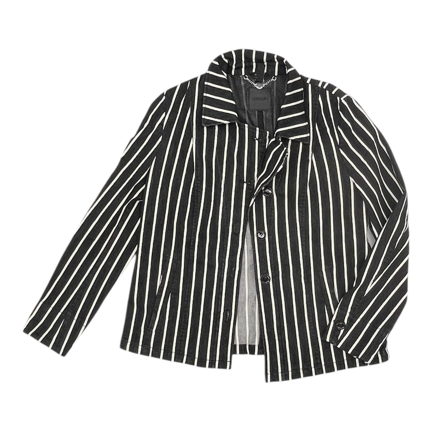 Jacket Denim By Clothes Mentor In Black & Cream, Size:L