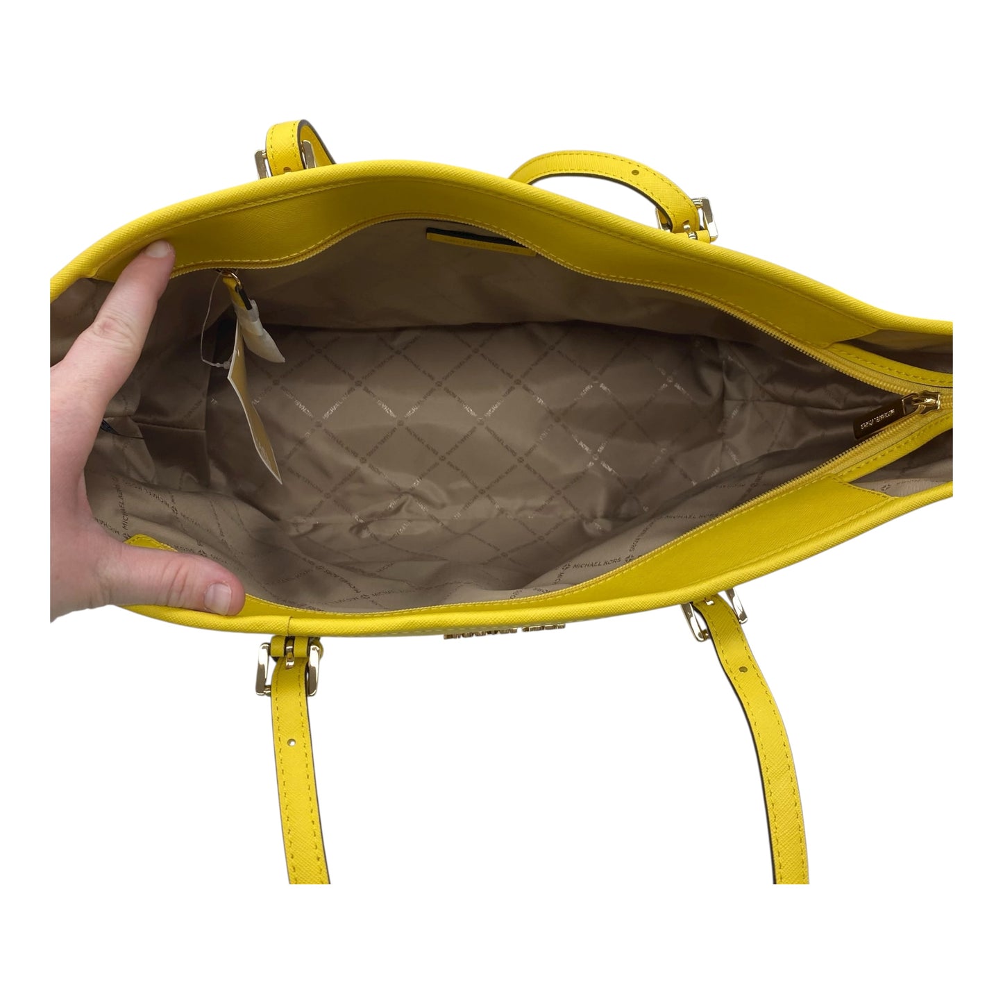 Handbag Designer By Michael Kors In Yellow, Size:Large