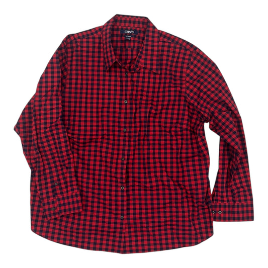 Blouse Ls By Chaps In Red, Size:3X