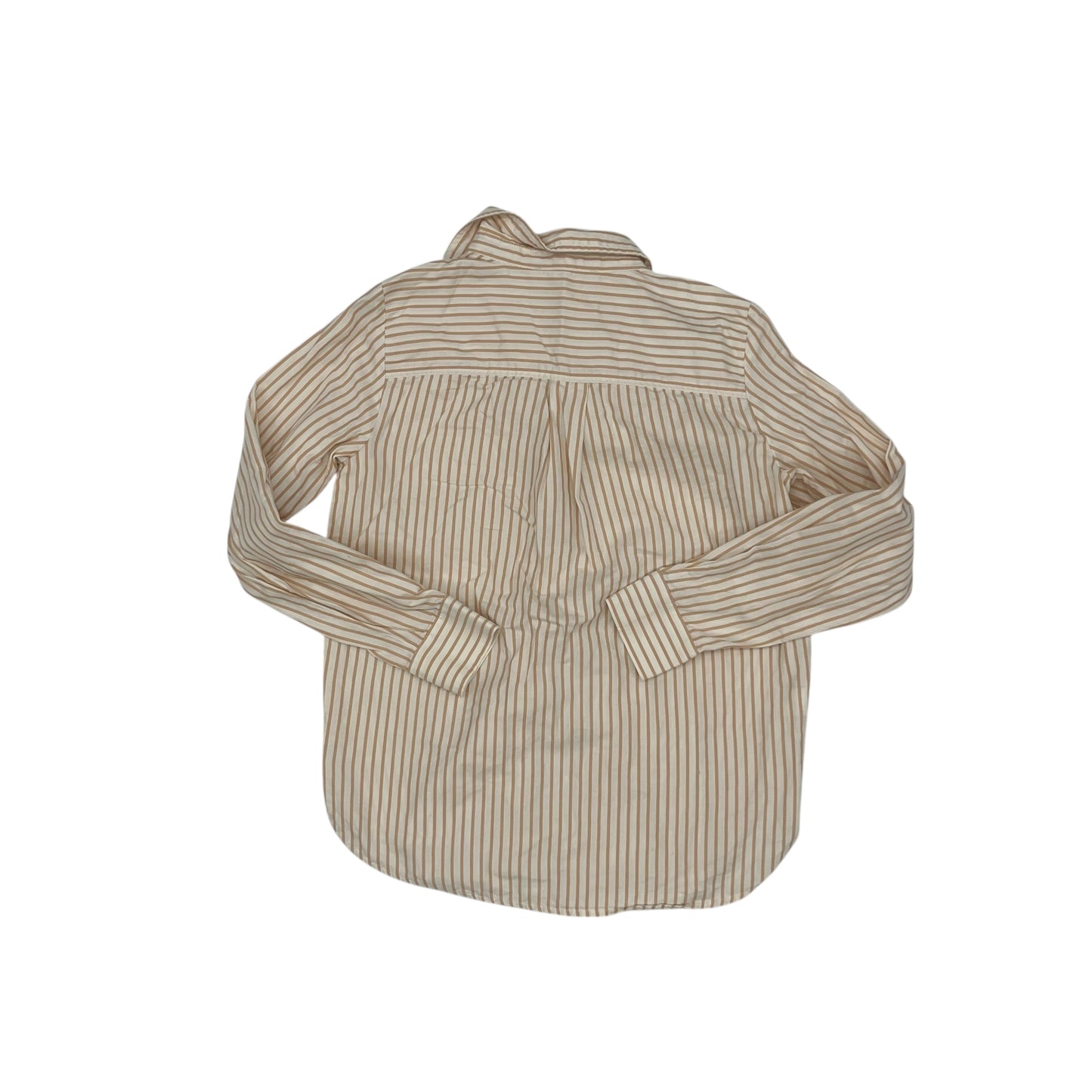 Blouse Ls By Loft In Tan & White, Size:Xs