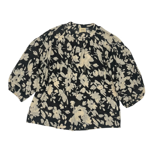 Blouse 3/4 Sleeve By Elie Tahari In Black & Brown, Size:M