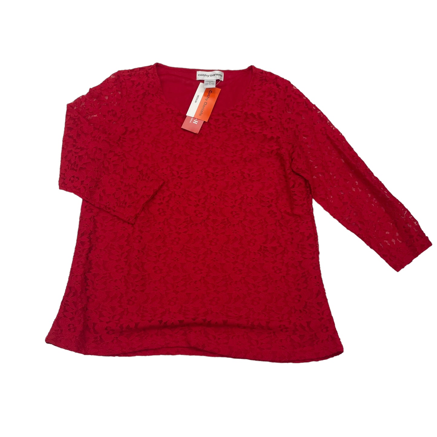 RED TOP 3/4 SLEEVE by CATHY DANIELS Size:M