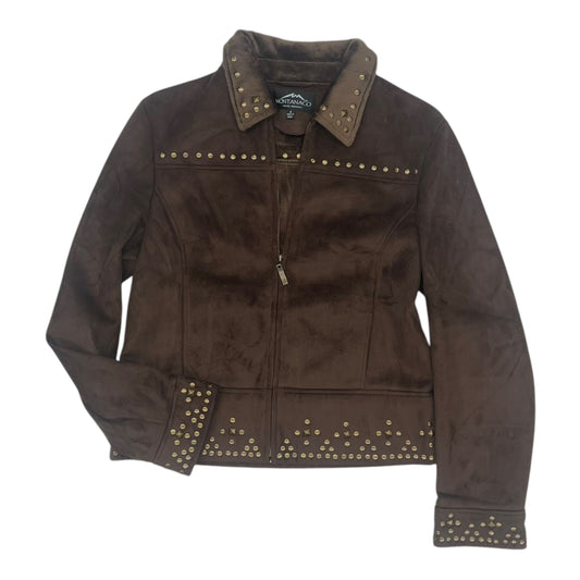 Jacket Moto By Clothes Mentor In Brown, Size:S