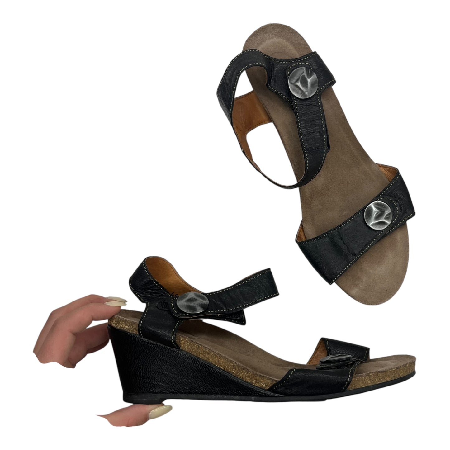 Sandals Heels Wedge By Taos In Black, Size:7.5