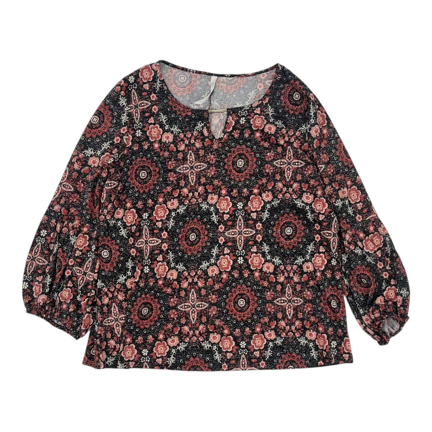 Blouse 3/4 Sleeve By Ny Collection In Black, Size:1X