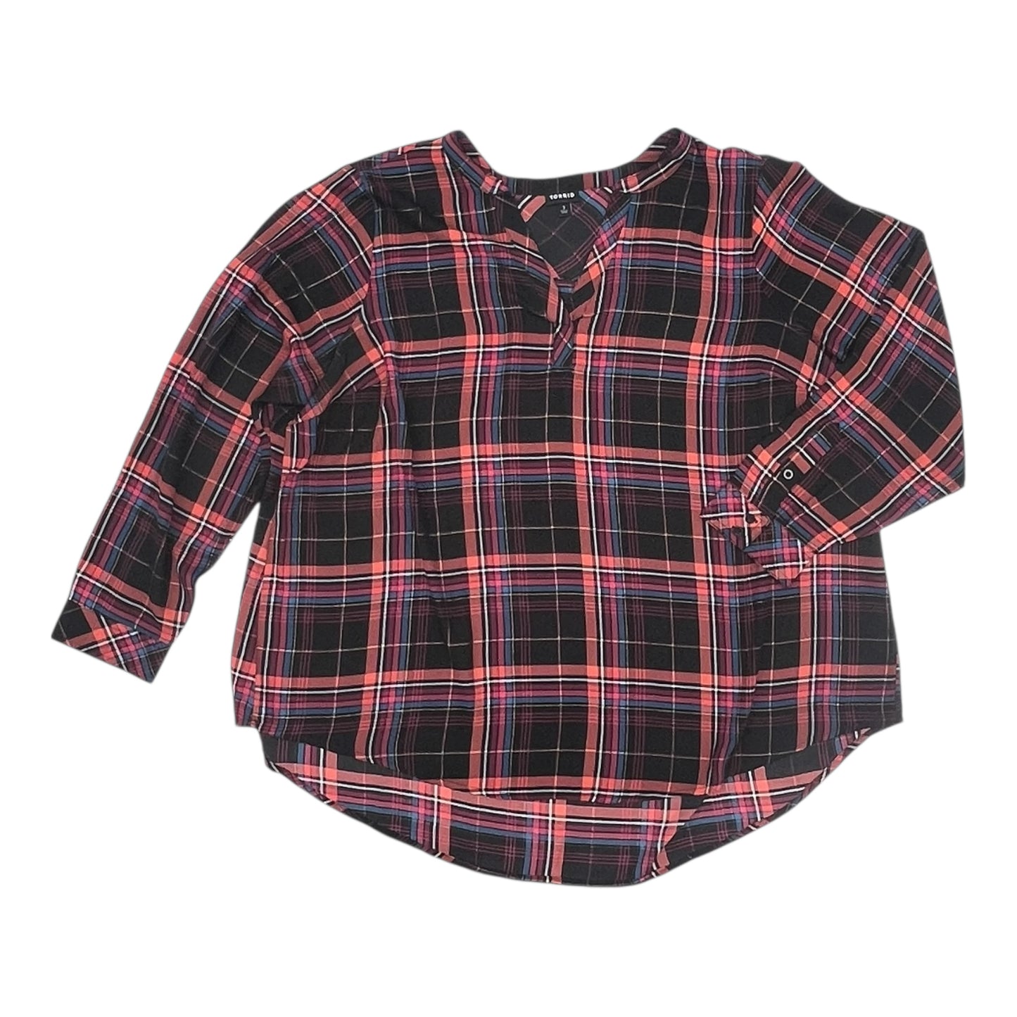 Blouse 3/4 Sleeve By Torrid In Black & Orange, Size:3X