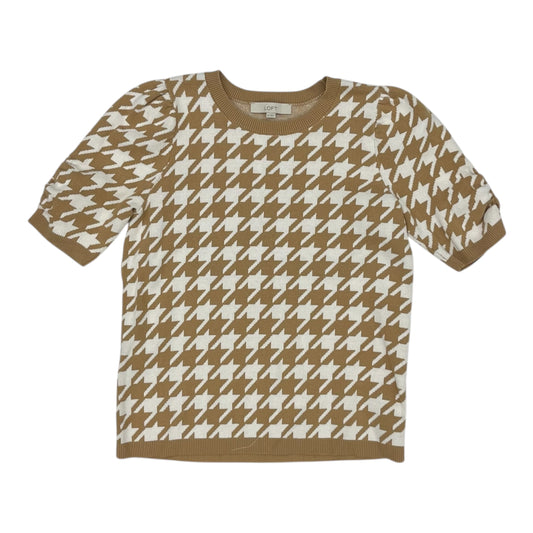 Sweater Ss By Loft In Brown & Cream, Size:M