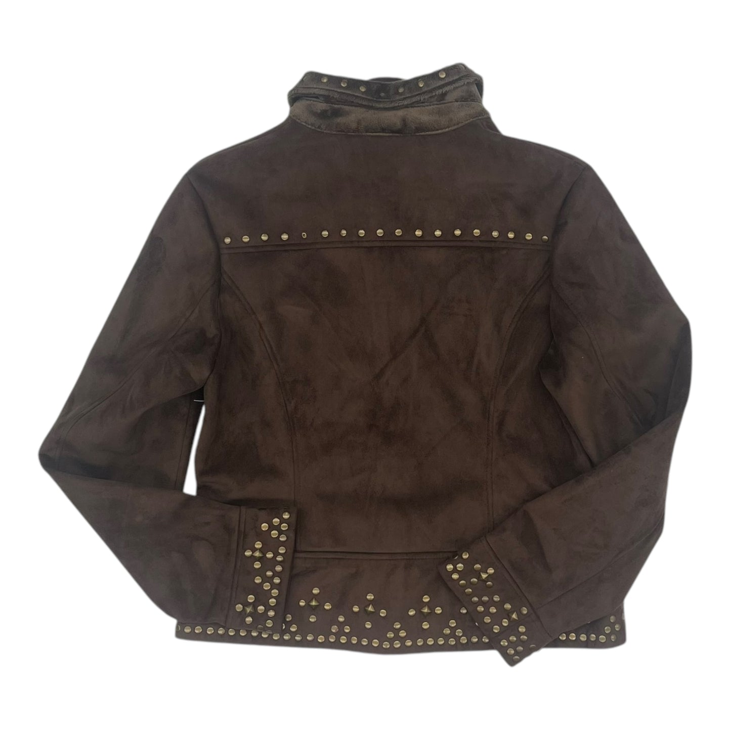 Jacket Moto By Clothes Mentor In Brown, Size:S