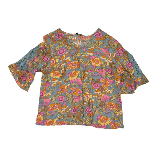 Top 3/4 Sleeve By Cme In Floral Print, Size:4X