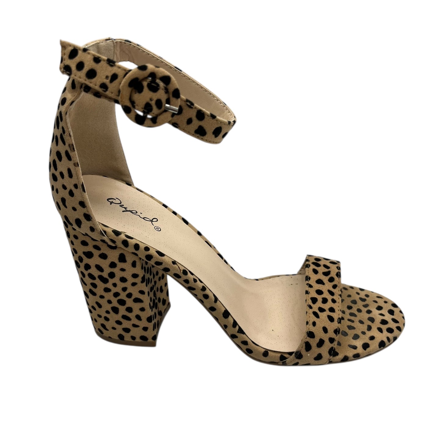 Sandals Heels Block By Qupid In Brown, Size:8.5