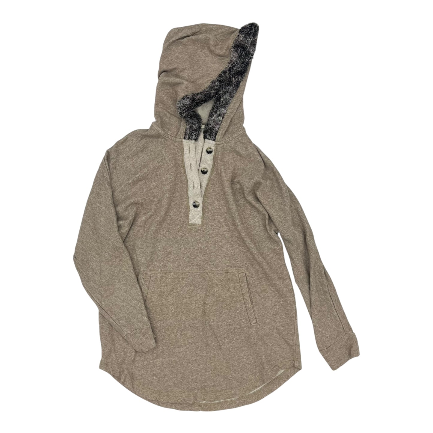 Sweatshirt Hoodie By Soft Surroundings In Tan, Size:M