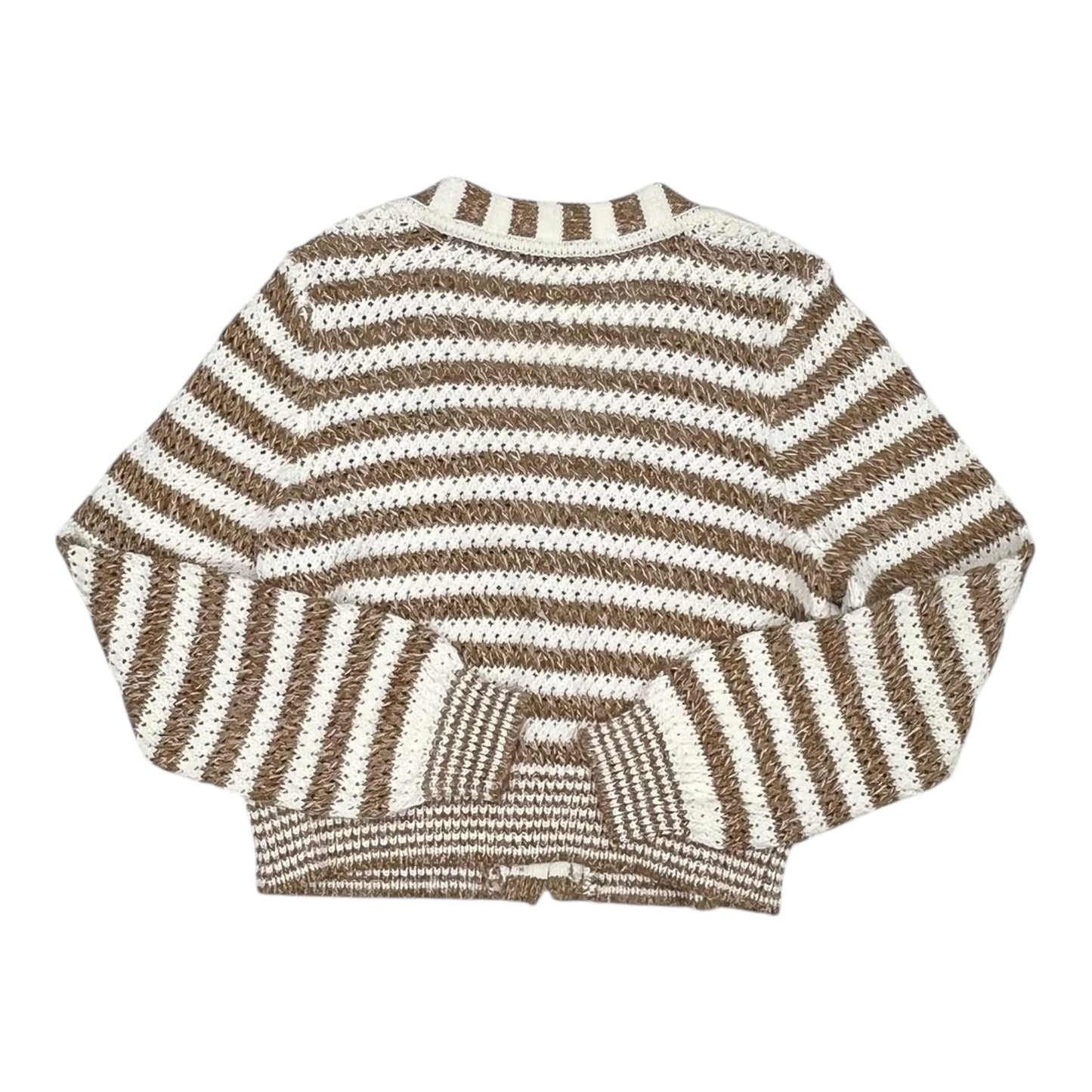 Sweater Cardigan By Veronica Beard In Tan & White, Size:Xl