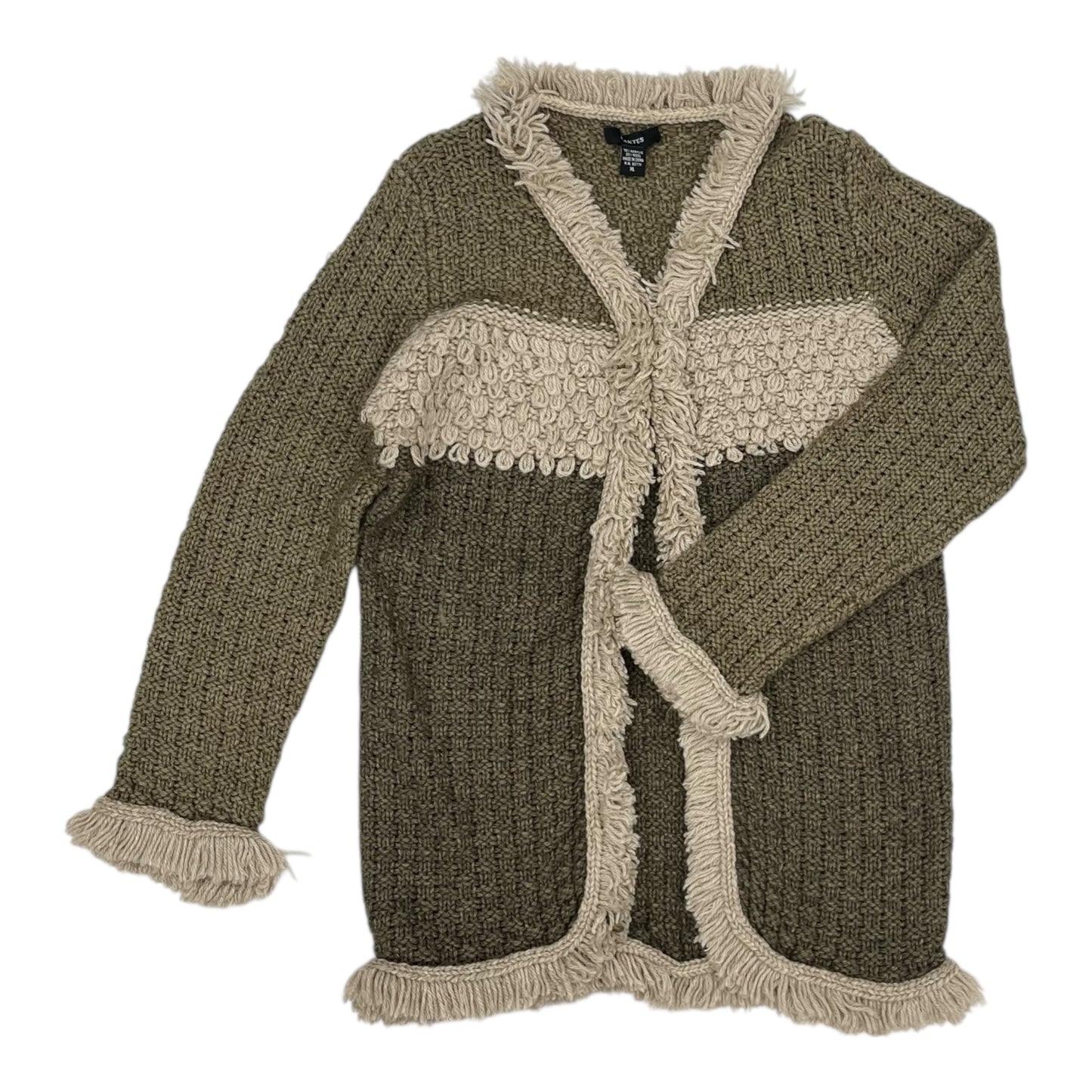 Sweater Cardigan By Kaktus In Tan, Size:Xl