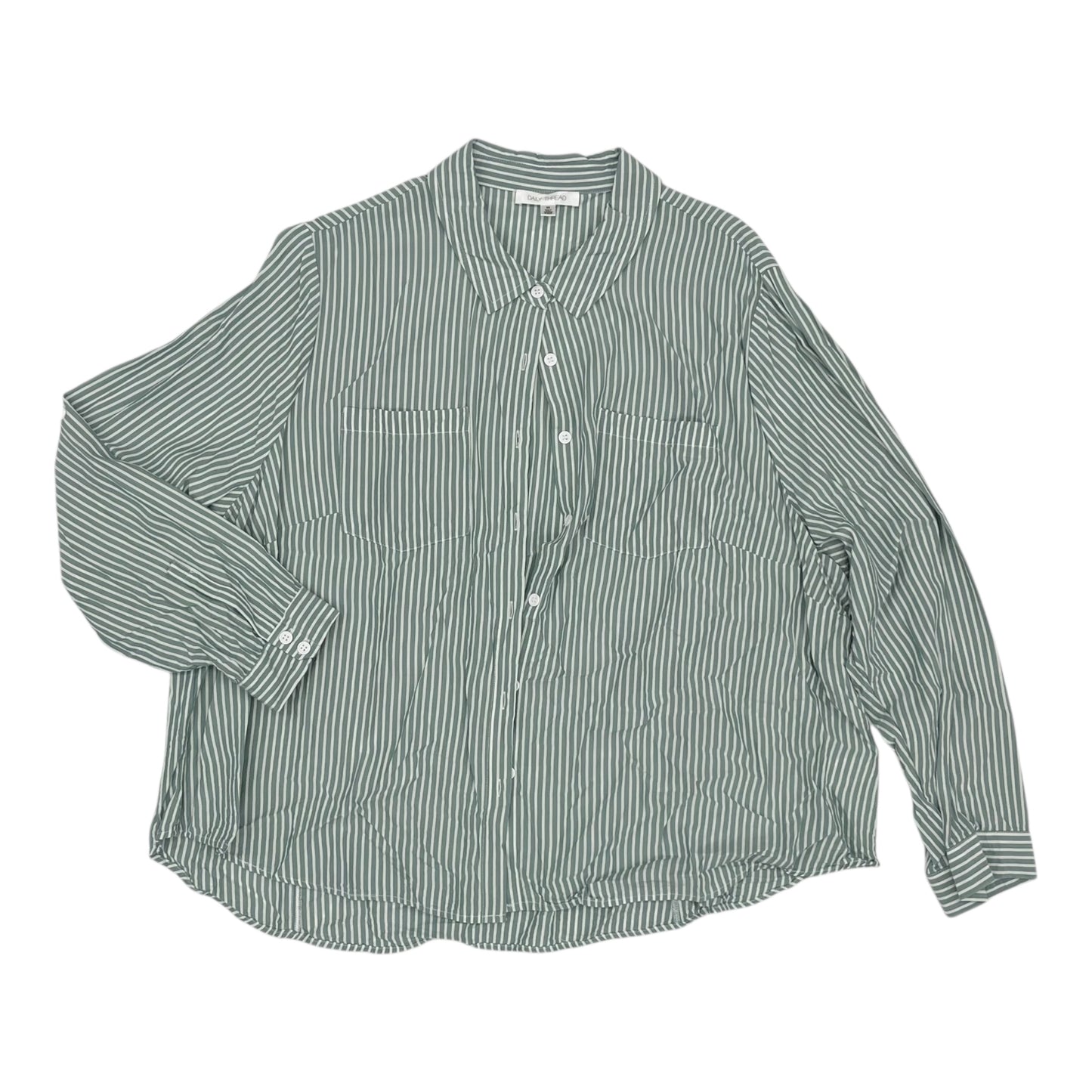 Top Ls By Clothes Mentor In Green & White, Size:2X