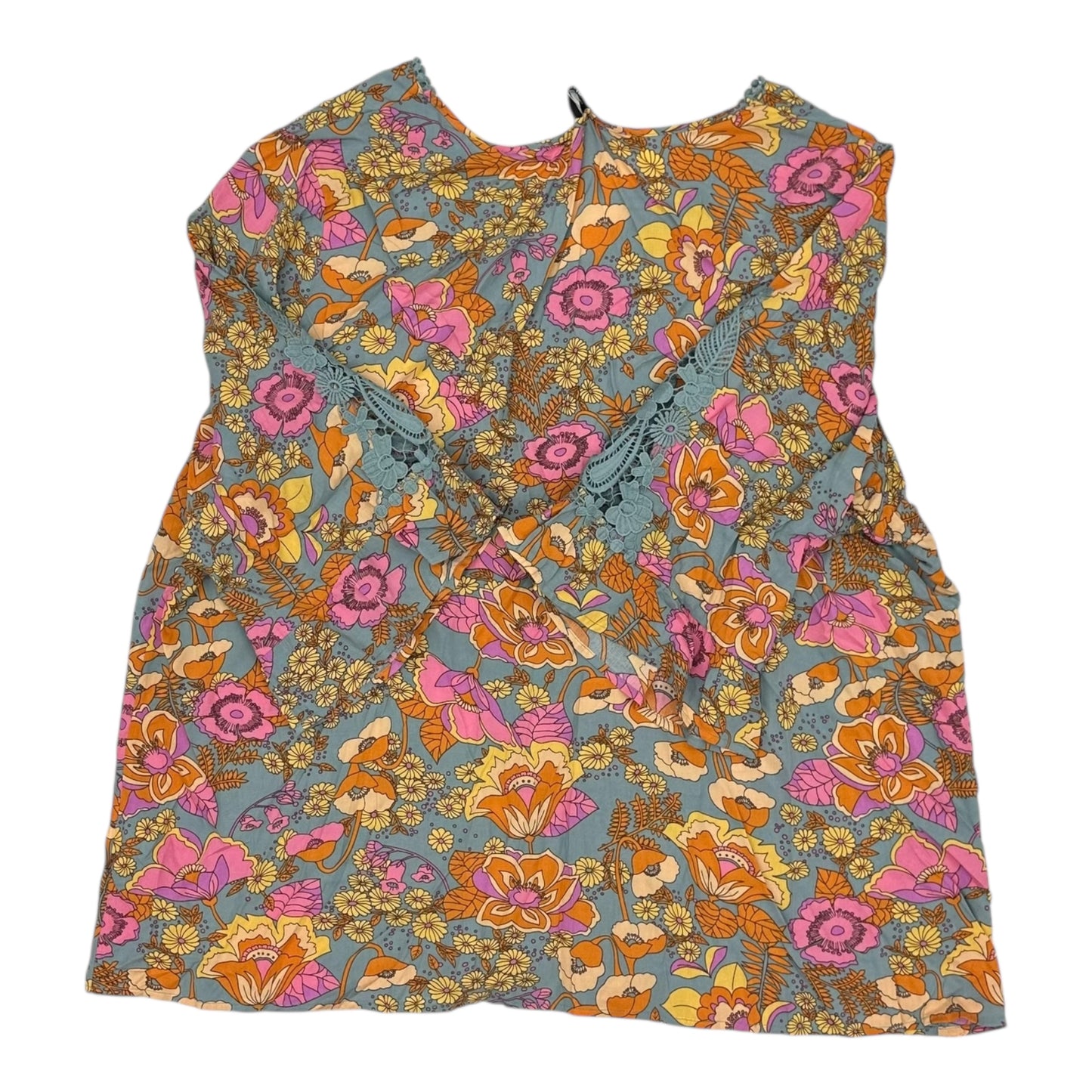 Top 3/4 Sleeve By Cme In Floral Print, Size:4X