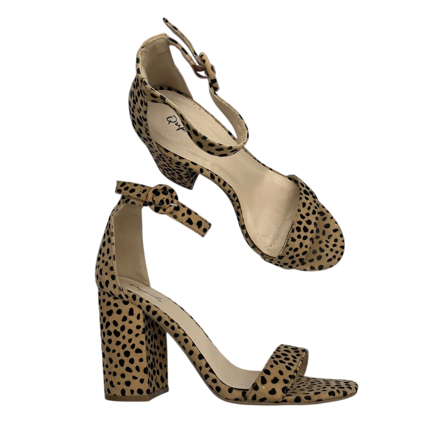 Sandals Heels Block By Qupid In Brown, Size:8.5