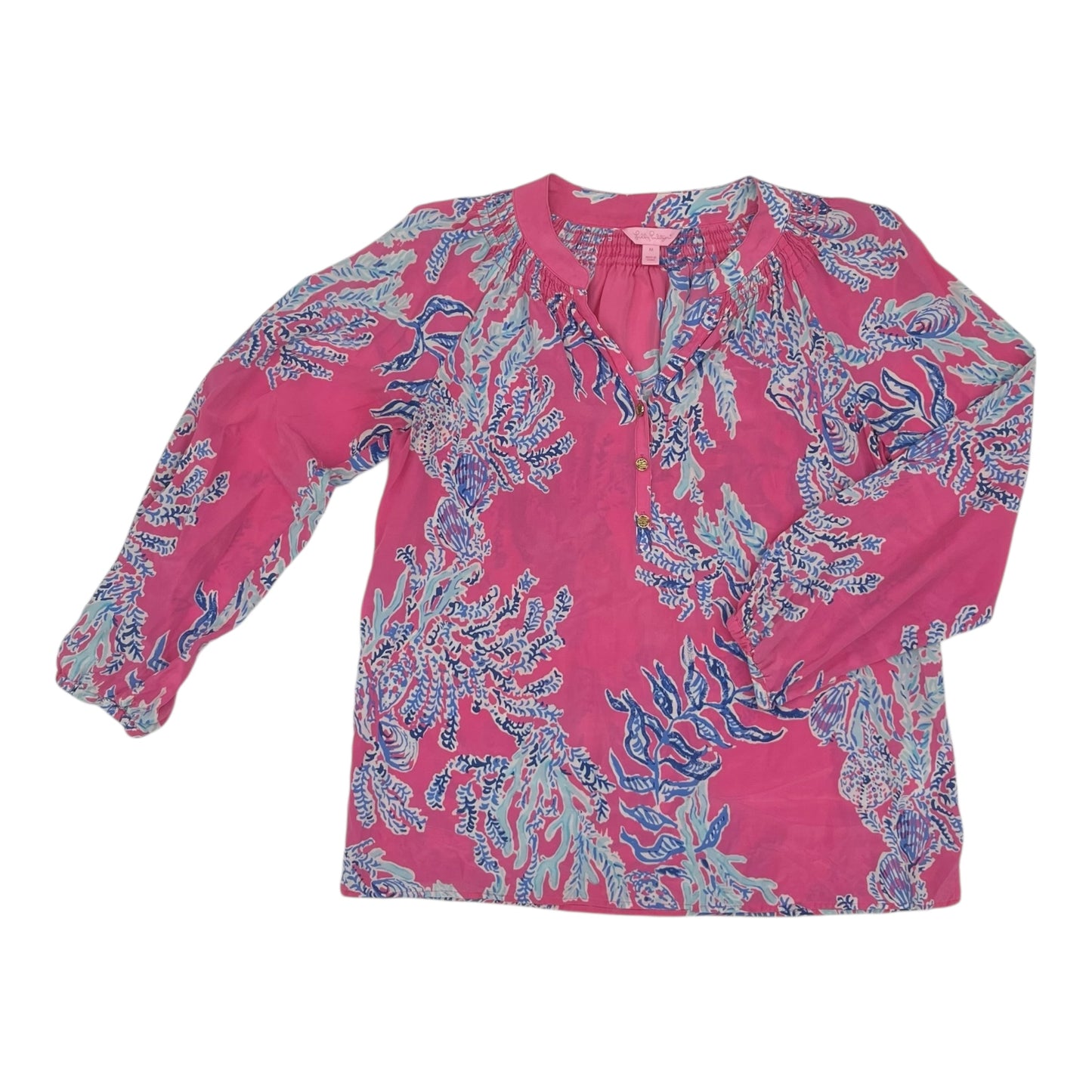 Blouse Designer By Lilly Pulitzer In Blue & Pink, Size:M