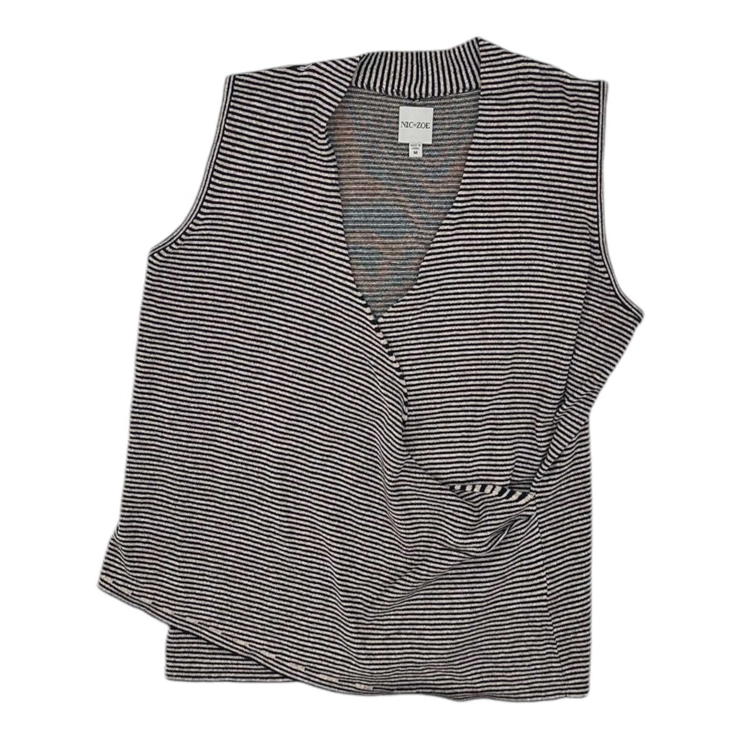 Vest Sweater By Nic + Zoe In Black & Tan, Size:M