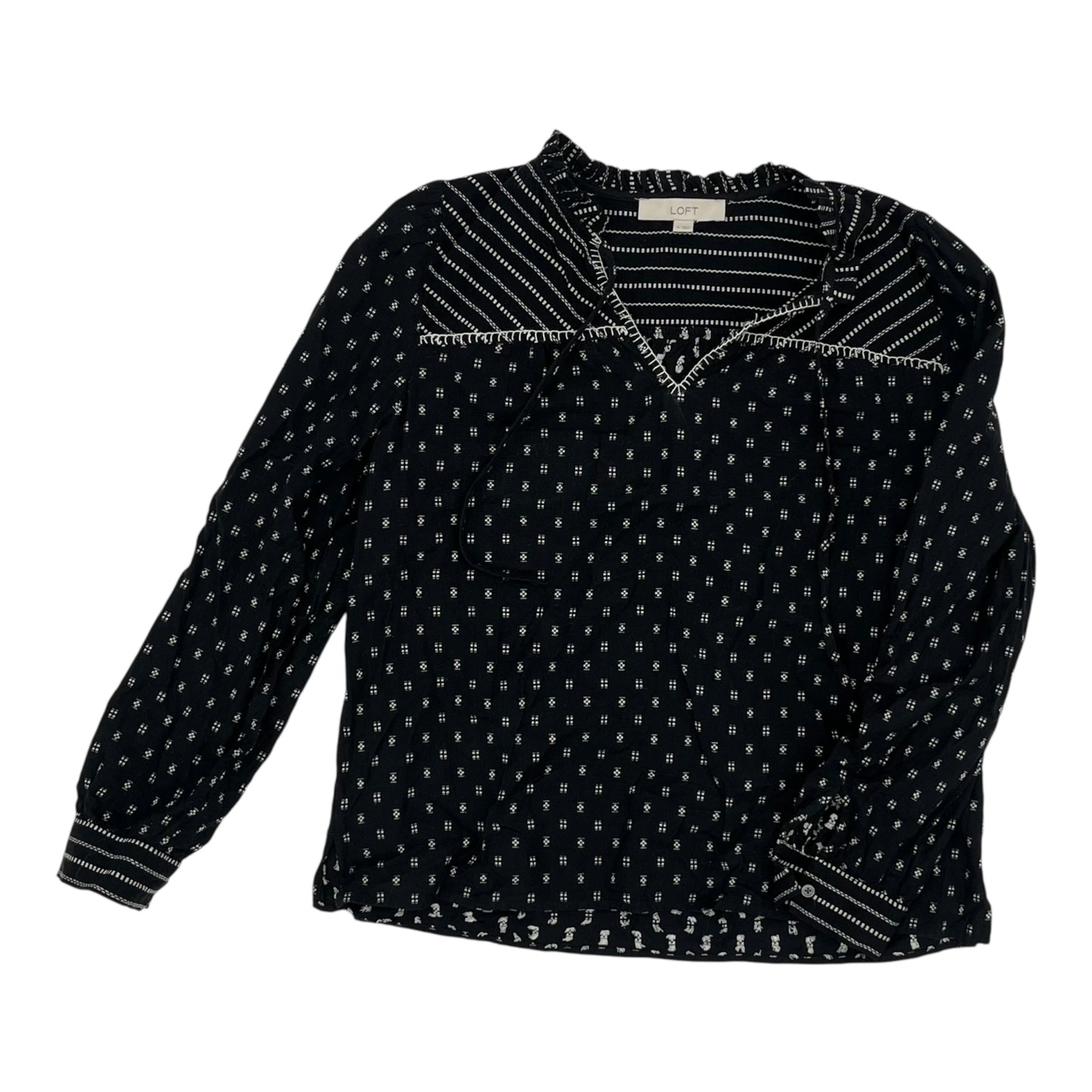 Blouse Ls By Loft In Black, Size:S