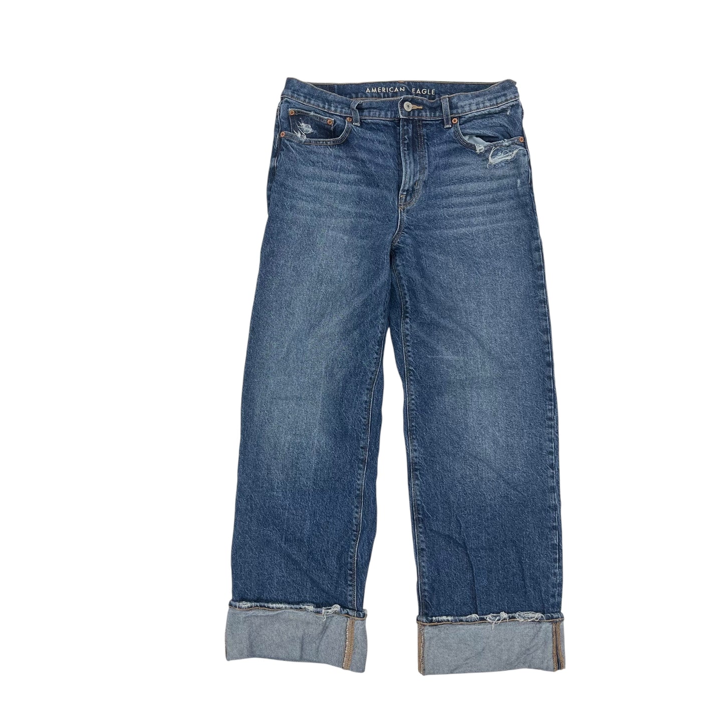 Jeans Straight By American Eagle In Blue Denim, Size:8