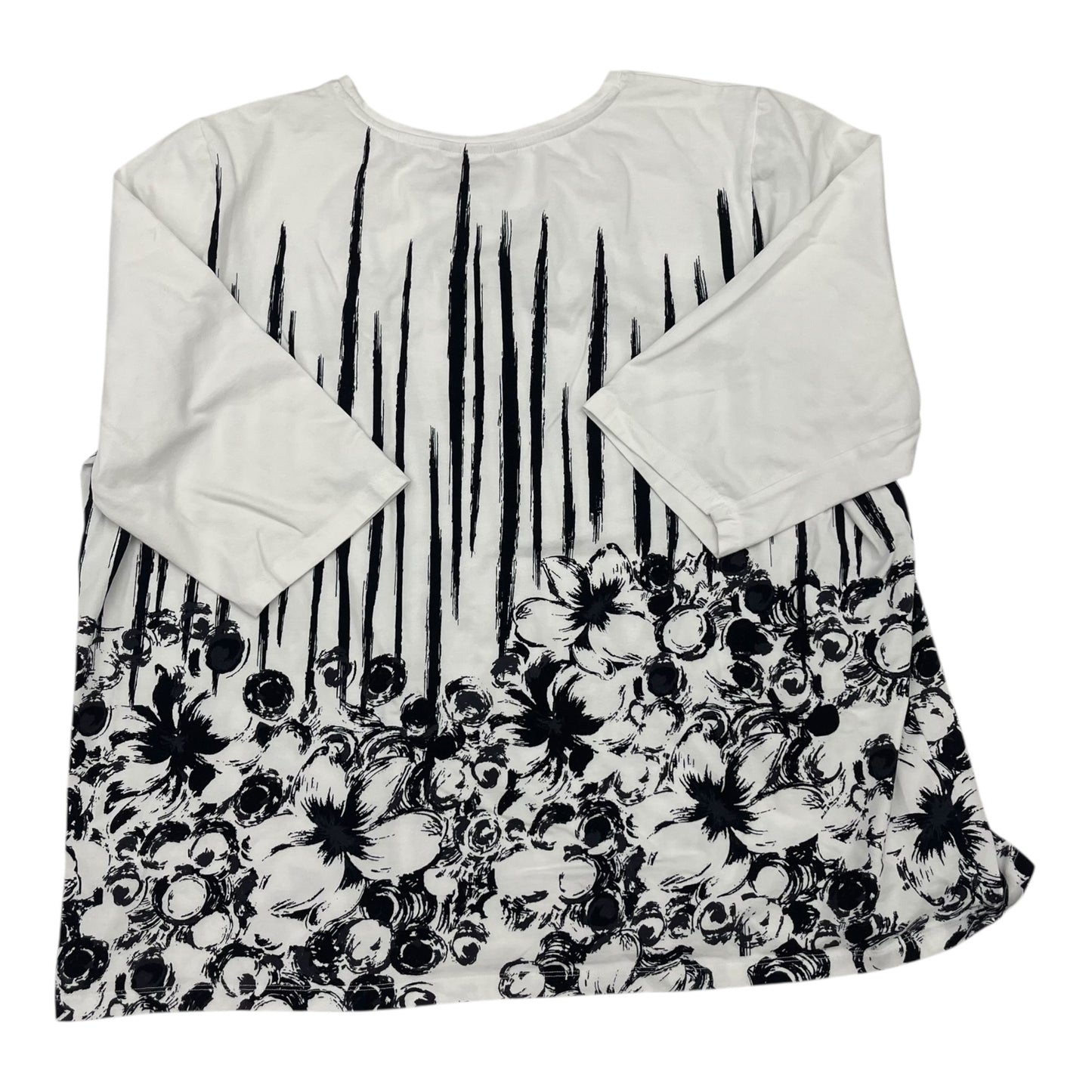 Top 3/4 Sleeve By Cj Banks In Blue & White, Size:3X