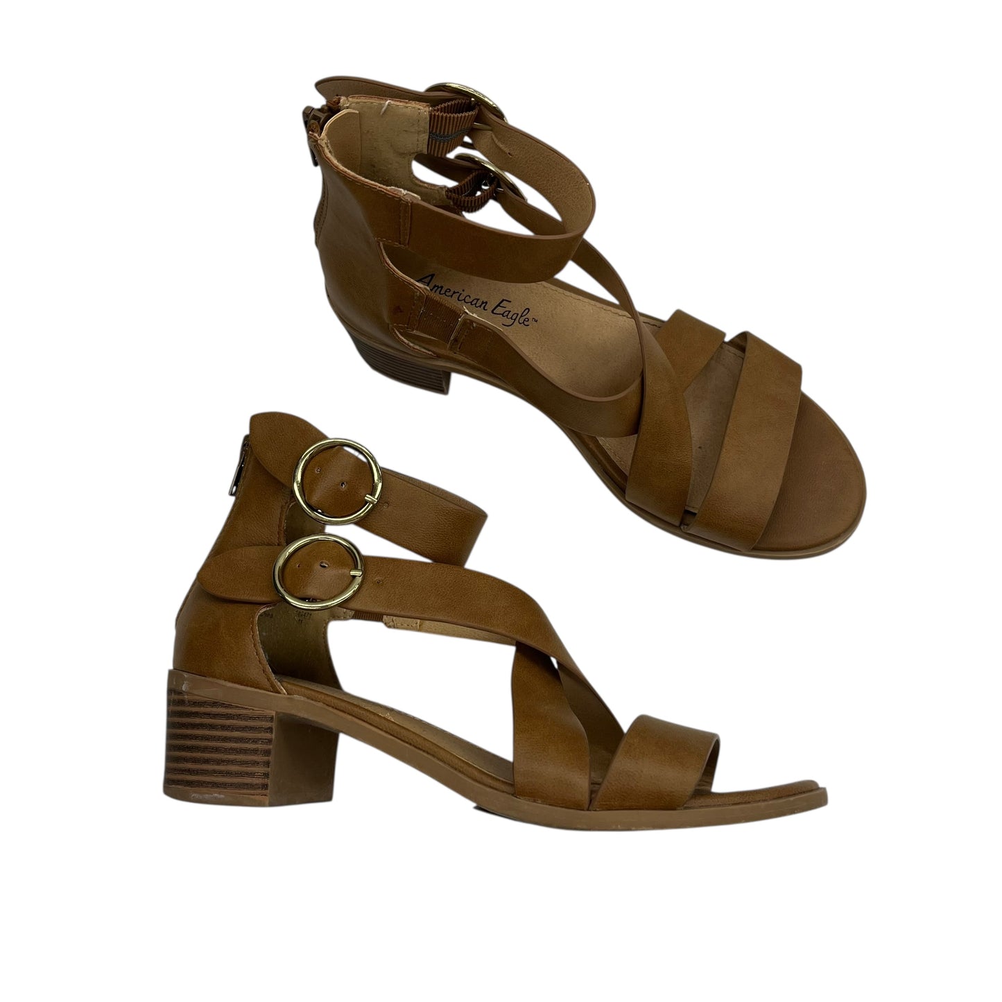 Sandals Heels Block By American Eagle In Brown, Size:7