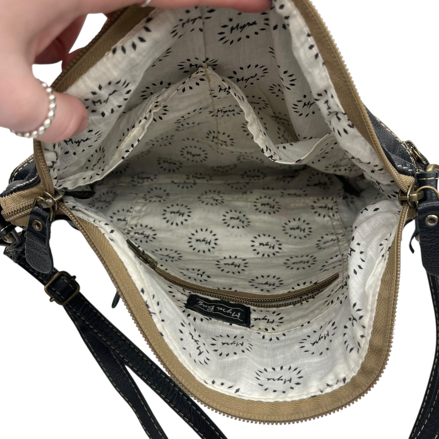 Crossbody By Myra In Brown & Cream, Size:Medium