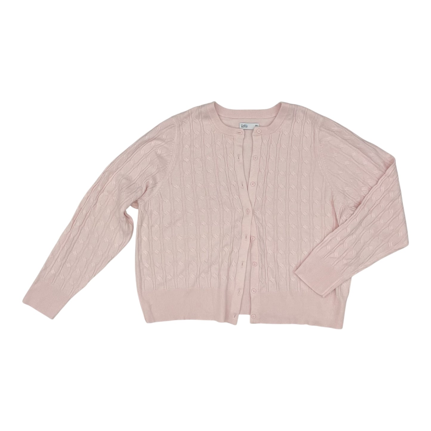 Sweater Cardigan By Croft And Barrow In Pink, Size:Xxl