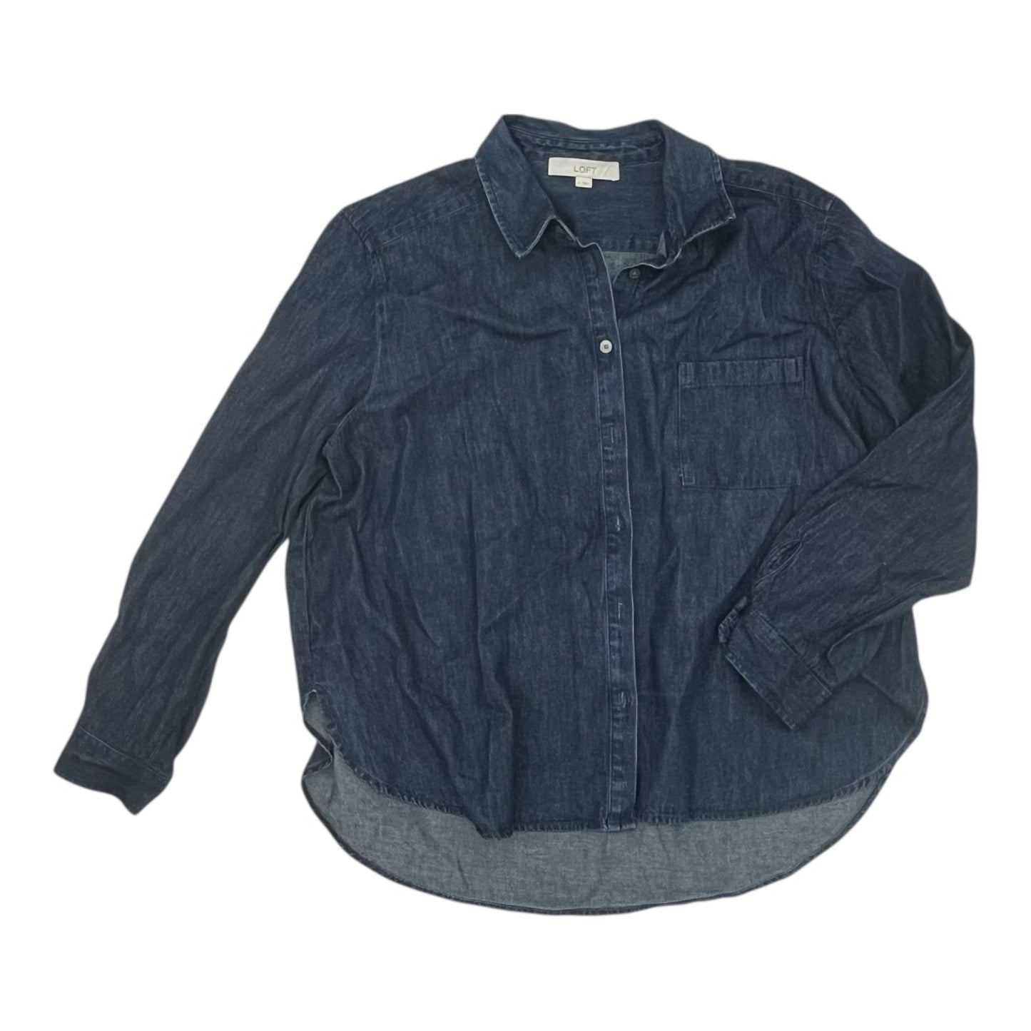Top Ls By Loft In Blue Denim, Size:L