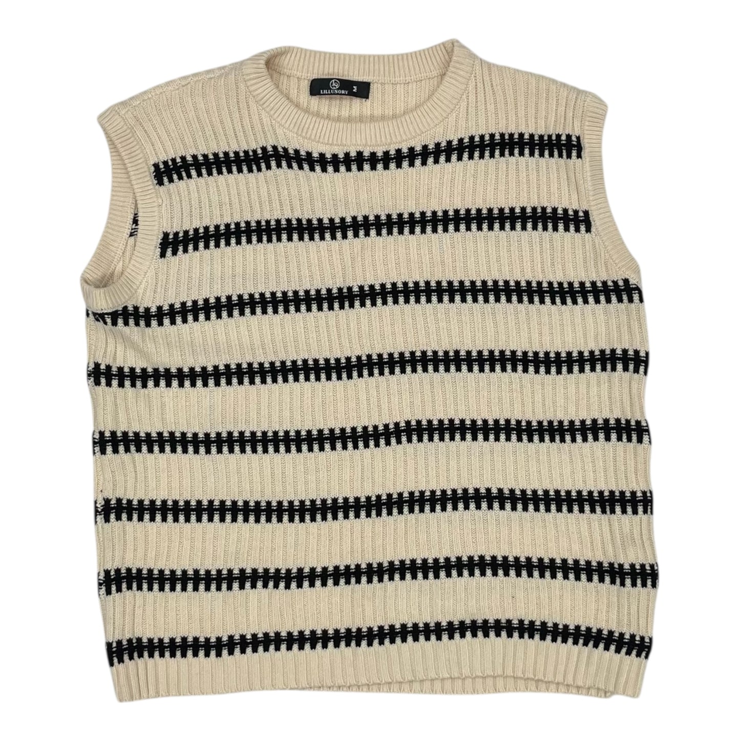 Vest Sweater By Lillusory In Black & Cream, Size:M