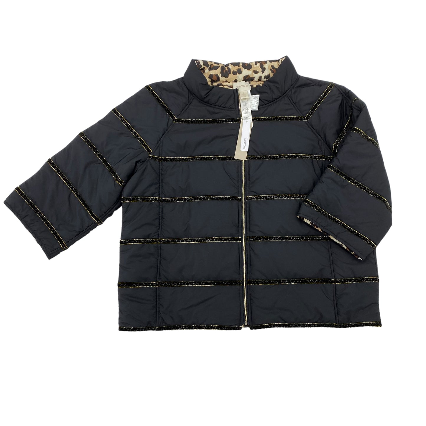 BLACK JACKET PUFFER & QUILTED by CHICOS Size:L