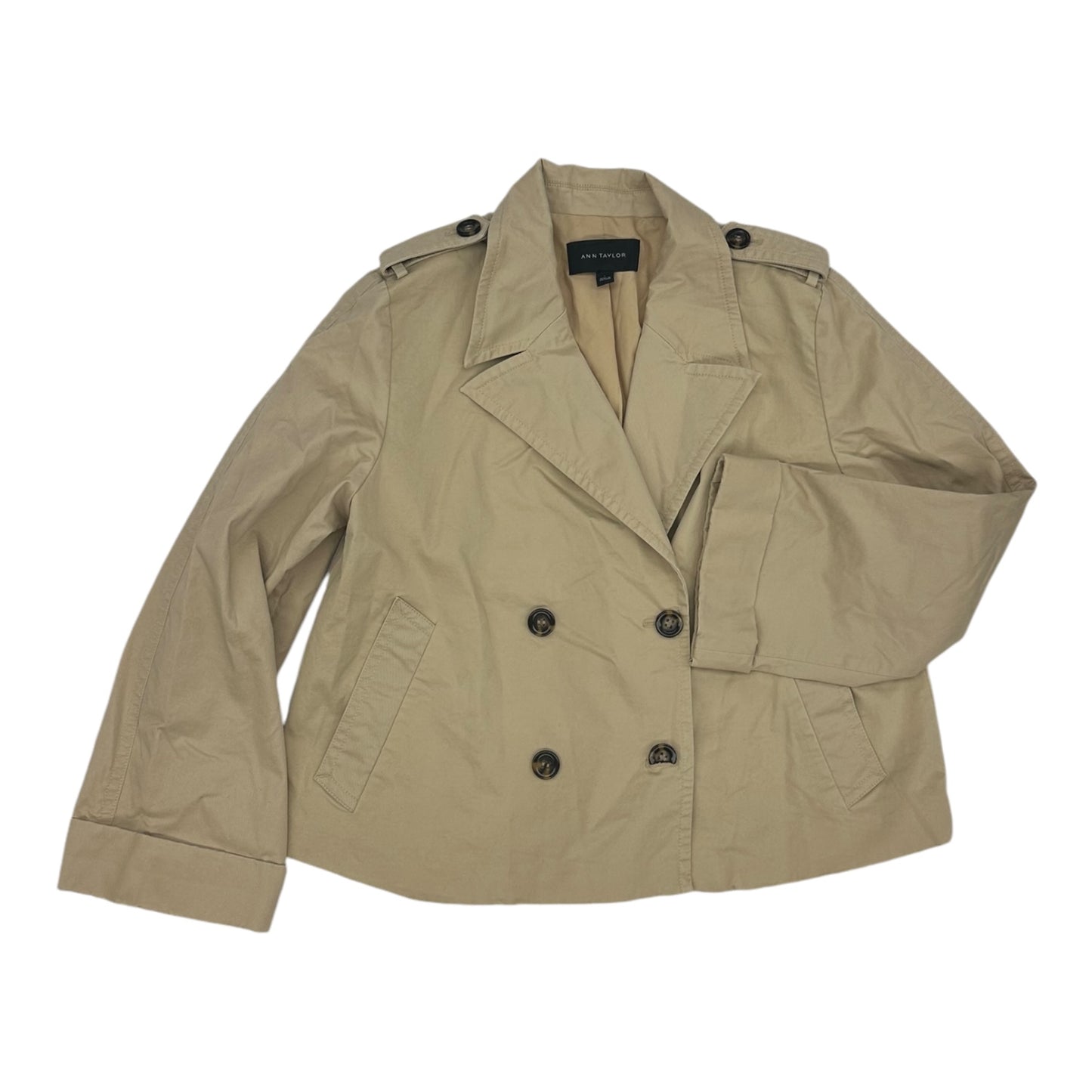 Coat Peacoat By Ann Taylor In Tan, Size:L