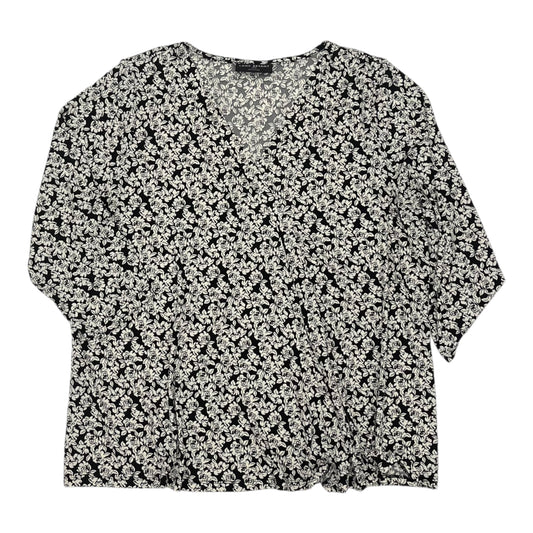 Blouse 3/4 Sleeve By Lane Bryant In Black & White, Size:2X