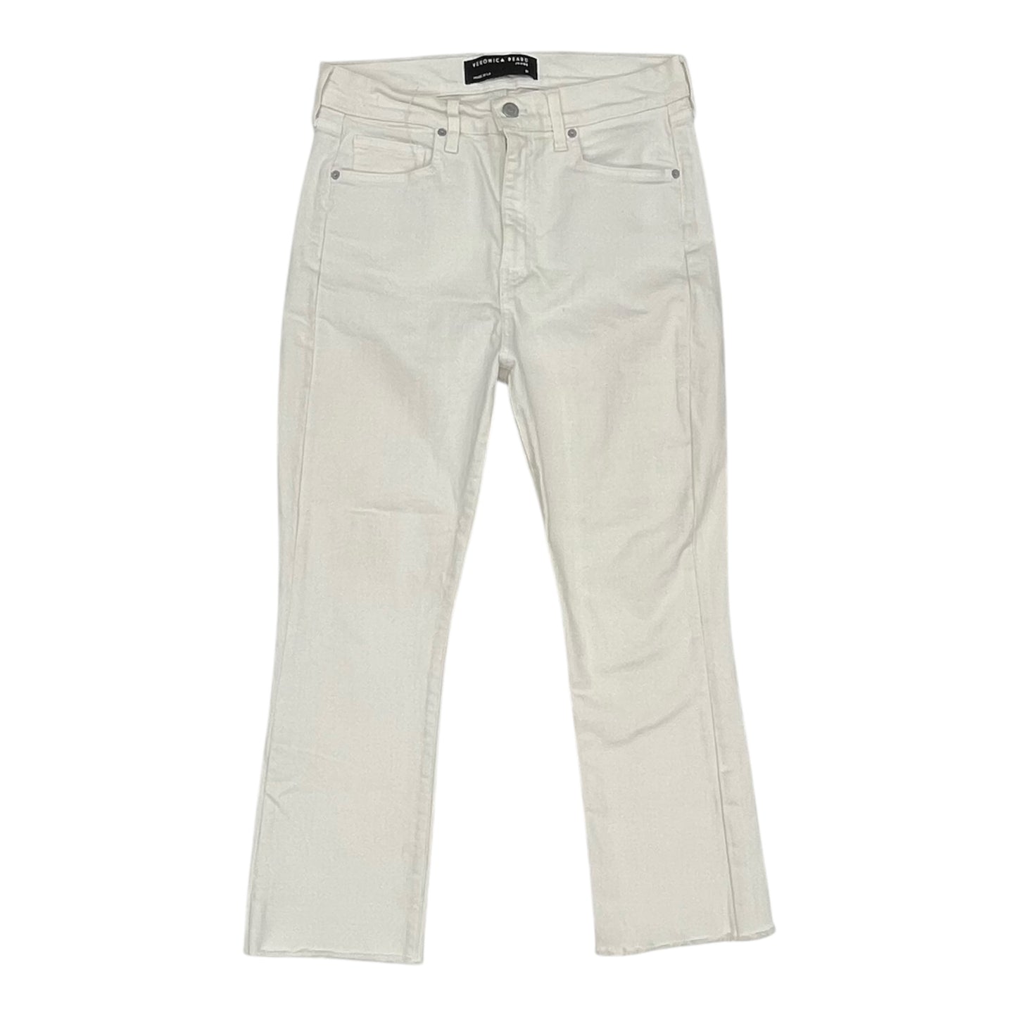 Jeans Cropped By Veronica Beard In White Denim, Size:12