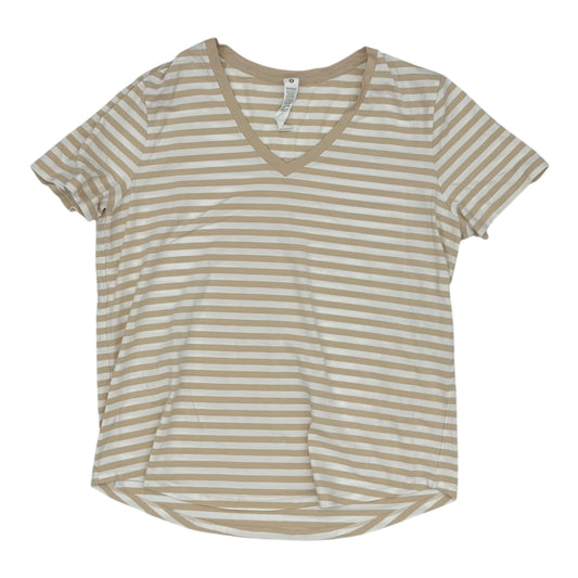 Athletic Top Ss By Lululemon In Tan & White, Size:L