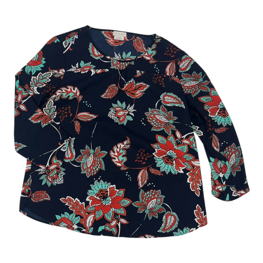 Blouse Ls By Van Heusen In Blue, Size:L