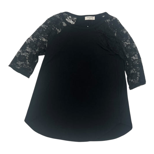 Blouse 3/4 Sleeve By Zenana In Black, Size:M