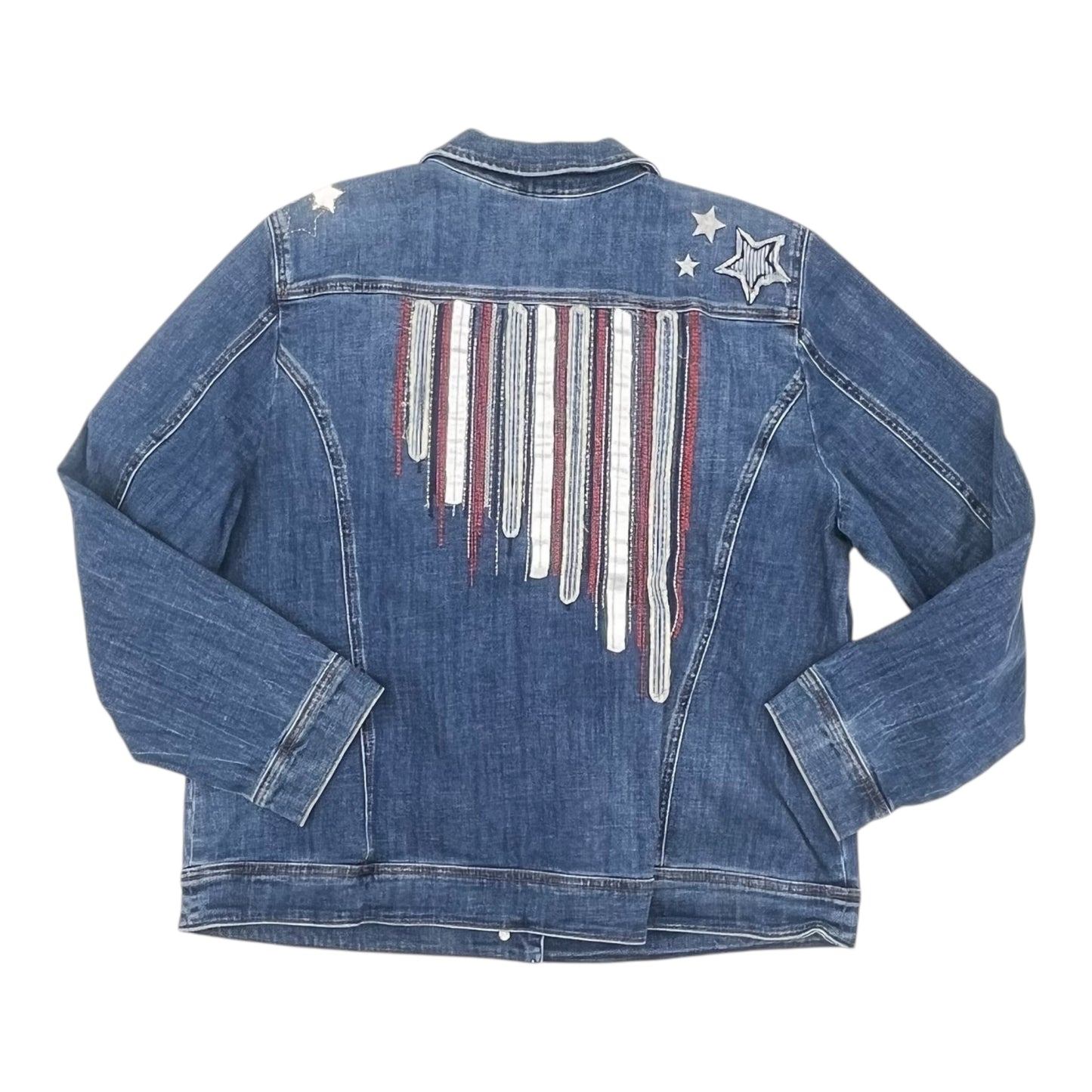 Jacket Denim By Chicos In Blue Denim, Size:Xl