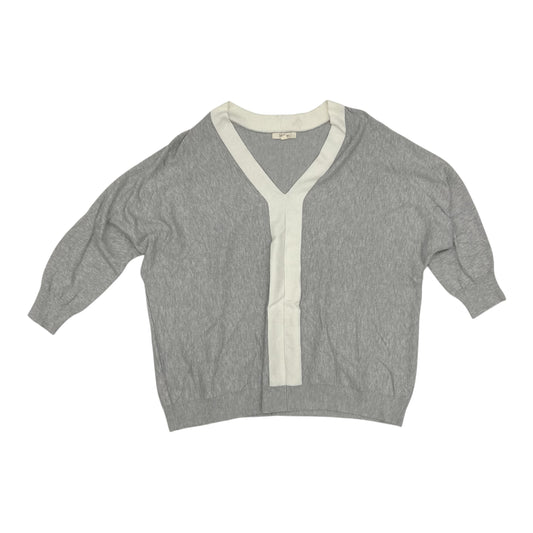 Sweater By Peyton Primrose In Cream & Grey, Size:1X