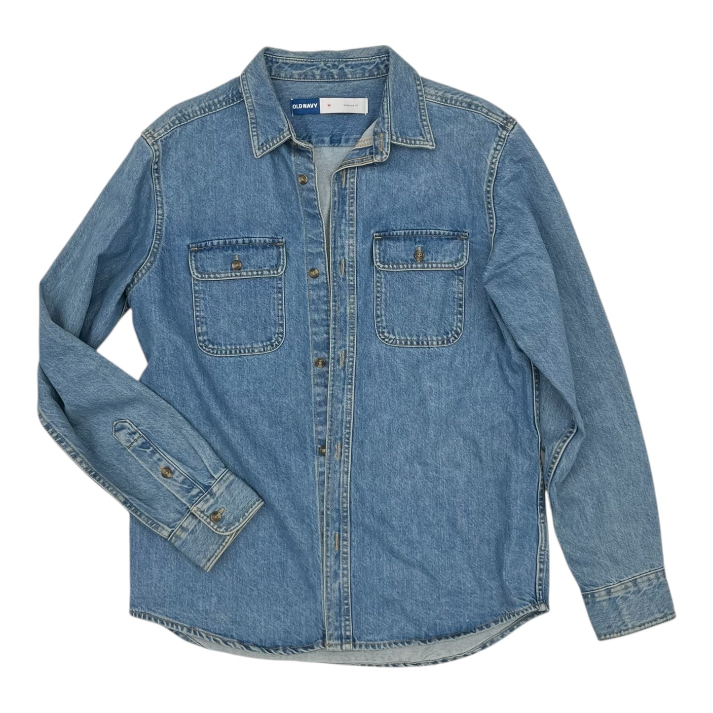 Jacket Shirt By Old Navy In Blue Denim, Size:M