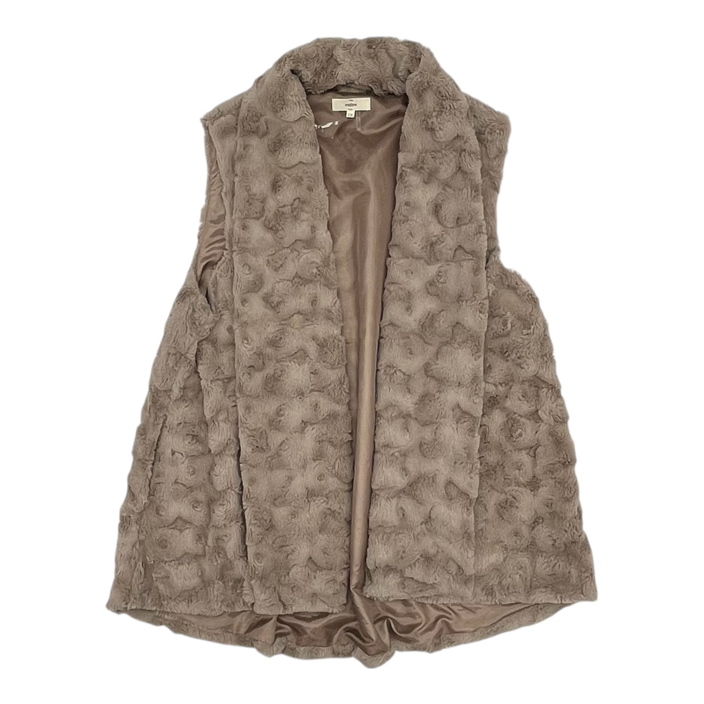 Vest Faux Fur & Sherpa By Entro In Brown, Size:1X