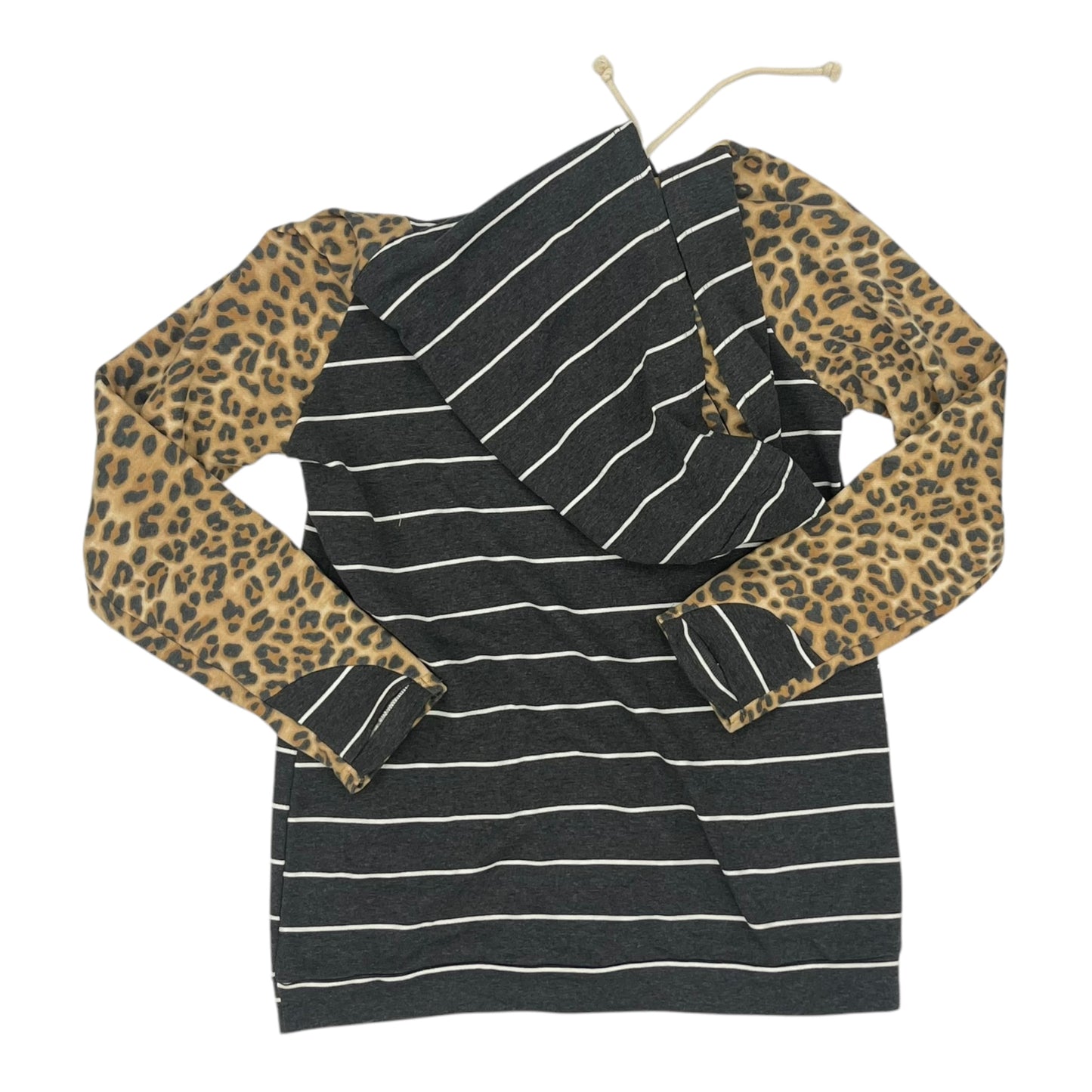 Sweatshirt Hoodie By Clothes Mentor In Brown & Grey, Size:M