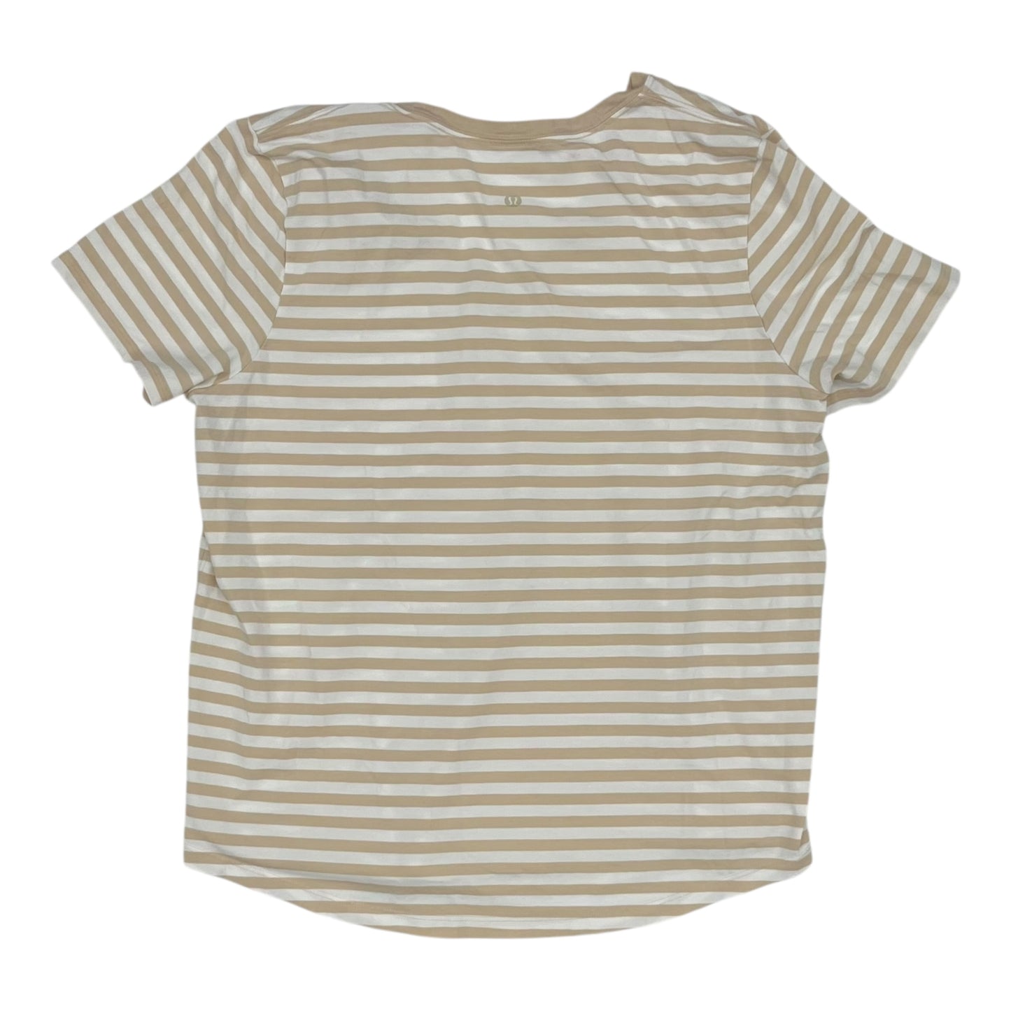 Athletic Top Ss By Lululemon In Tan & White, Size:L