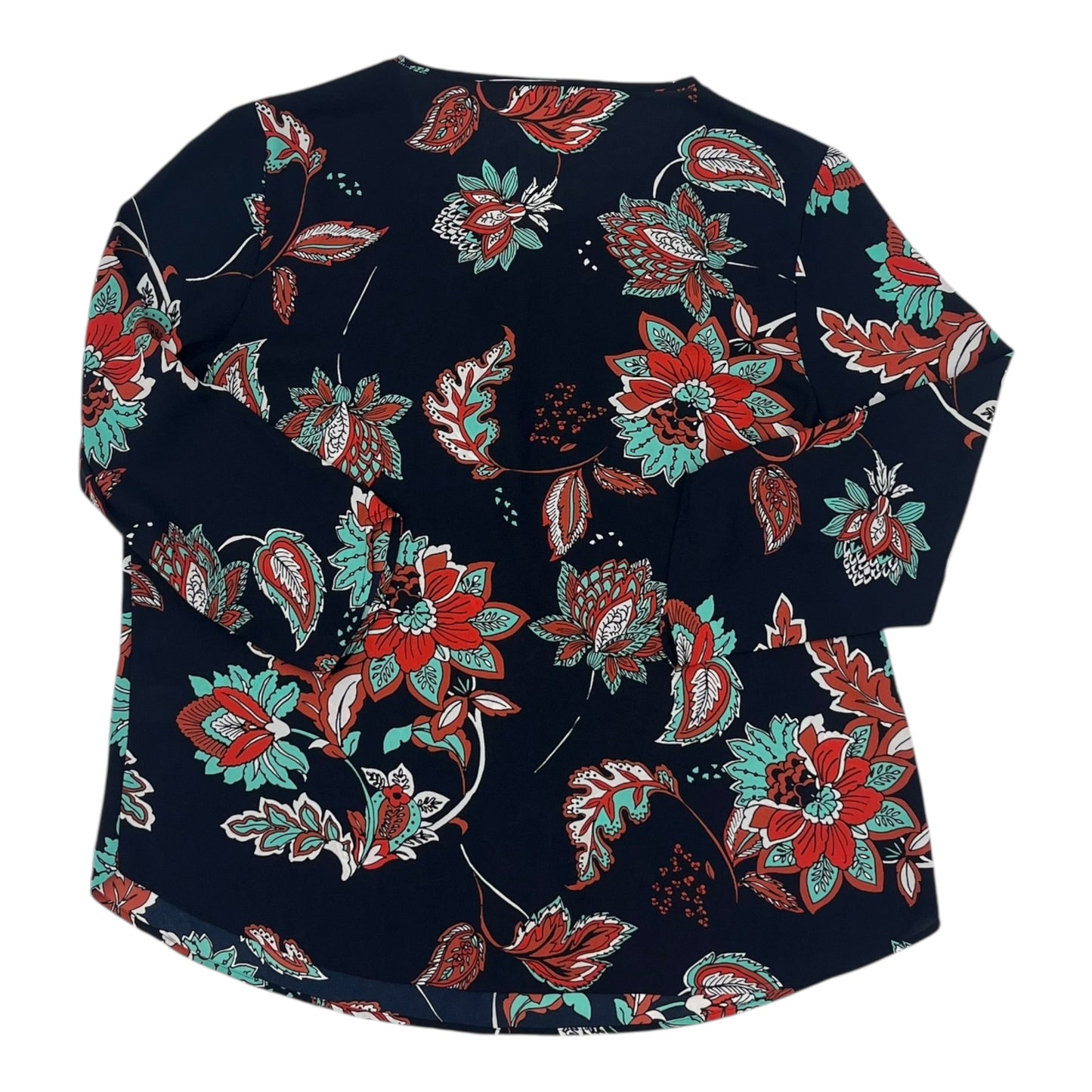 Blouse Ls By Van Heusen In Blue, Size:L